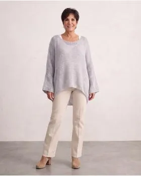 Oversize Pullover Grobstrick in  hellgrau von New Collection (Bild 3)