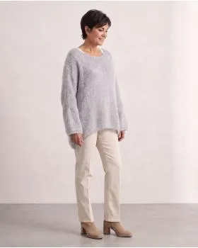 Oversize Pullover Grobstrick in  hellgrau von New Collection (Bild 4)