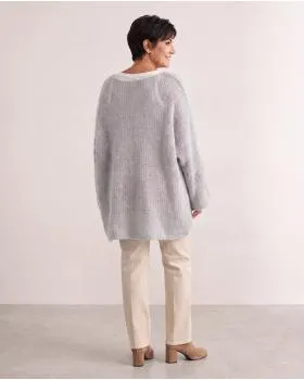 Oversize Pullover Grobstrick in  hellgrau von New Collection (Bild 5)