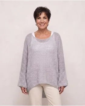 Oversize Pullover Grobstrick in  hellgrau von New Collection (Bild 6)