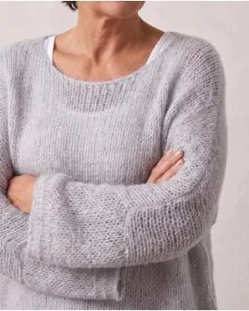 Oversize Pullover Grobstrick in  hellgrau von New Collection (Bild 7)