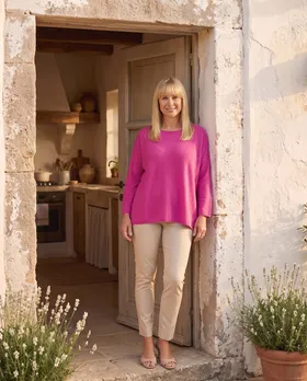 Pullover gerader Schnitt in  pink von Made in Italy (Bild 5)