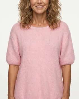 Pullover Kurzarm mit Mohair in  rosa von Made in Italy (Bild 4)