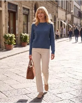 Pullover mit Alpaka in  jeansblau von Made in Italy (Bild 7)