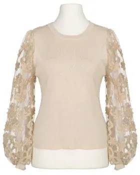Pullover mit Bl�ten�rmeln in  beige von Clara (Bild 1)
