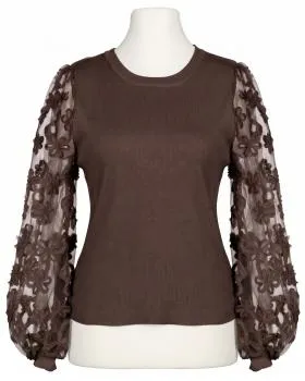 Pullover mit Bl�ten�rmeln in  braun von Clara (Bild 1)