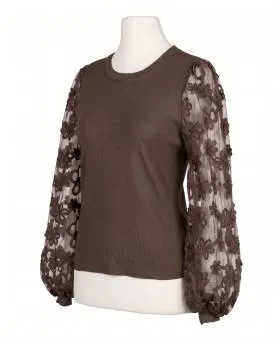 Pullover mit Bl�ten�rmeln in  braun von Clara (Bild 2)