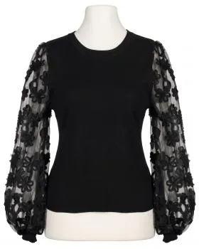Pullover mit Bl�ten�rmeln in  schwarz von Clara (Bild 1)