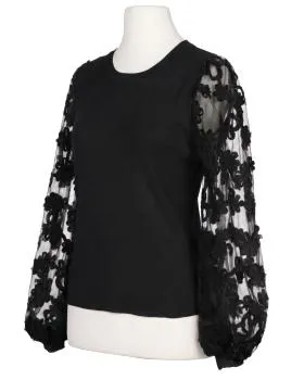 Pullover mit Bl�ten�rmeln in  schwarz von Clara (Bild 2)