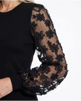 Pullover mit Bl�ten�rmeln in  schwarz von Clara (Bild 6)