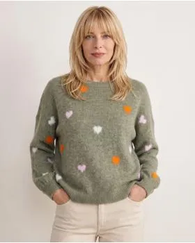 Pullover mit Herzen in  khaki von Selected Touch (Bild 4)
