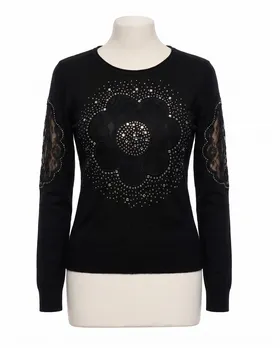 Pullover mit Spitze in  schwarz von Memory & Co (Bild 1)