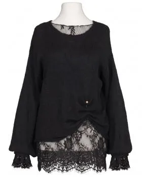 Pullover mit Spitzenshirt 2-tlg. in  schwarz von Italian Design (Bild 1)