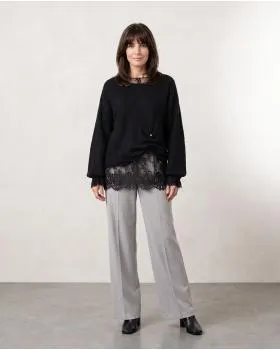Pullover mit Spitzenshirt 2-tlg. in  schwarz von Italian Design (Bild 3)