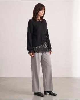 Pullover mit Spitzenshirt 2-tlg. in  schwarz von Italian Design (Bild 5)