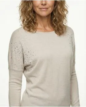 Pullover mit Strass in  beige von Made in Italy (Bild 4)