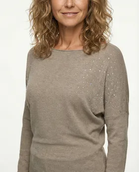 Pullover mit Strass in  braun von Made in Italy (Bild 4)