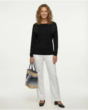 Pullover mit Strass in  schwarz von Made in Italy (Bild 3)