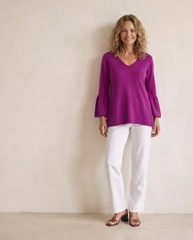 Pullover mit Trompetenarm in  beere von Made in Italy (Bild 5)