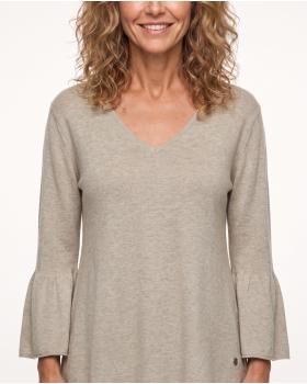 Pullover mit Trompetenarm in  beige von Made in Italy (Bild 4)