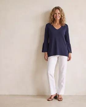 Pullover mit Trompetenarm in  blau von Made in Italy (Bild 5)