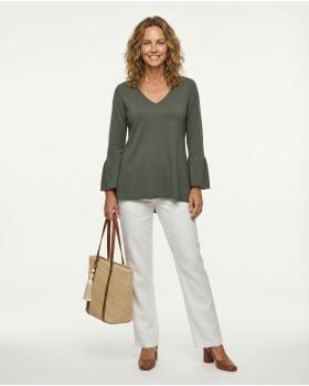 Pullover mit Trompetenarm in  khaki von fashion made in italy (Bild 3)