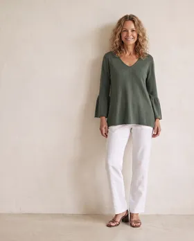 Pullover mit Trompetenarm in  khaki von fashion made in italy (Bild 5)