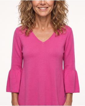 Pullover mit Trompetenarm in  pink von Made in Italy (Bild 5)
