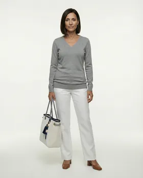 Pullover mit V-Ausschnitt in  grau von RESTART (Bild 2)