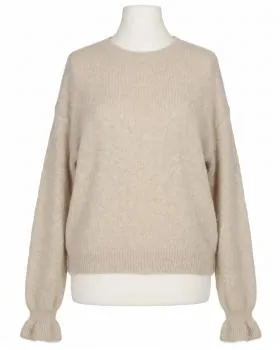 Pullover mit Volantarm in  beige von Made in Italy (Bild 1)