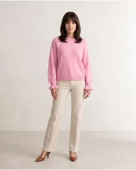 Pullover mit Volantarm in  rosa von Made in Italy (Bild 3)