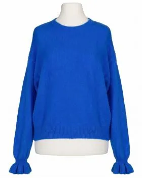 Pullover mit Volantarm in  royalblau von Made in Italy (Bild 1)