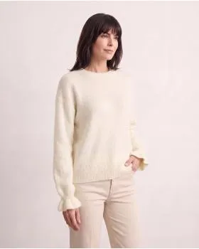 Pullover mit Volantarm in  wollwei� von Made in Italy (Bild 6)
