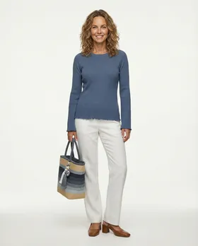 Pullover Rippstrick in  jeansblau von Made in Italy (Bild 3)