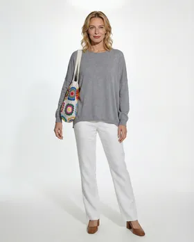 Pullover Rundhals in  grau von Moda Italia (Bild 3)