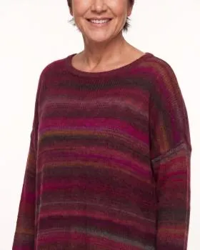Pullover Streifenmuster in  beere-bordeaux von Made in Italy (Bild 4)