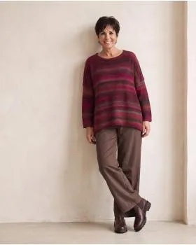 Pullover Streifenmuster in  beere-bordeaux von Made in Italy (Bild 5)