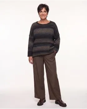 Pullover Streifenmuster in  braun-anthrazit von Made in Italy (Bild 3)