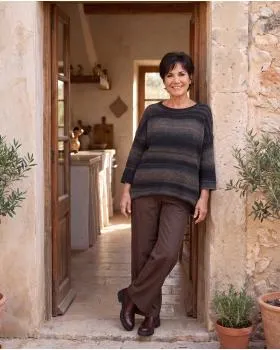 Pullover Streifenmuster in  braun-anthrazit von Made in Italy (Bild 5)