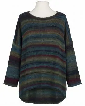 Pullover Streifenmuster in  oliv-petrol von Made in Italy (Bild 1)