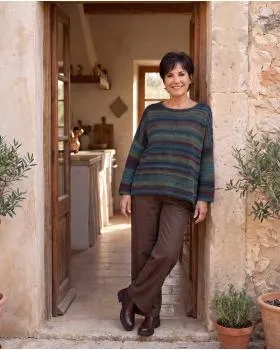 Pullover Streifenmuster in  oliv-petrol von Made in Italy (Bild 5)