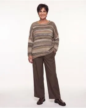 Pullover Streifenmuster in  taupe-beige von Made in Italy (Bild 3)