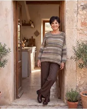 Pullover Streifenmuster in  taupe-beige von Made in Italy (Bild 5)