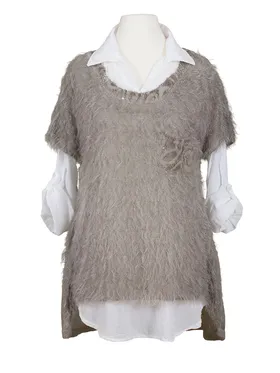 Pullover mit Spitze 2-tlg. in  taupe von Spaziodonna (Bild 1)