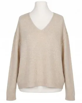 Pullover V-Ausschnitt in  beige von Made in Italy (Bild 1)