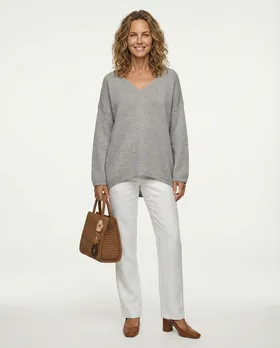 Pullover V-Ausschnitt in  grau von Selected Touch (Bild 3)