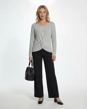 Pullover V-Ausschnitt in  grau von Made in Italy (Bild 3)