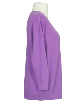 Pullover V-Ausschnitt in  lila von Made in Italy (Bild 2)