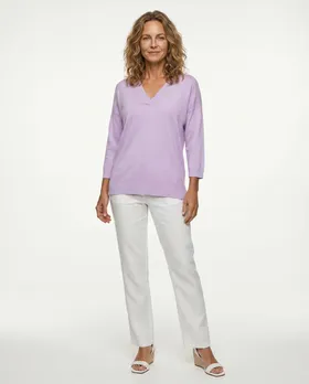 Pullover V-Ausschnitt in  lila von sevenday (Bild 3)