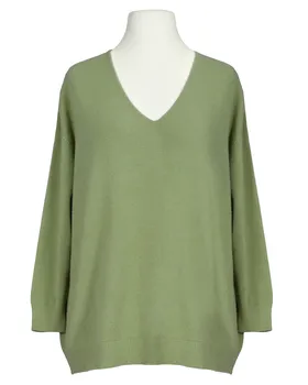 Pullover V-Ausschnitt in  oliv von Made in Italy (Bild 1)